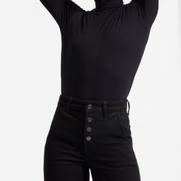 Everlane Womens Size 27 Black Button Fly High Wise Wide Leg Jeans - Picture 2 of 4